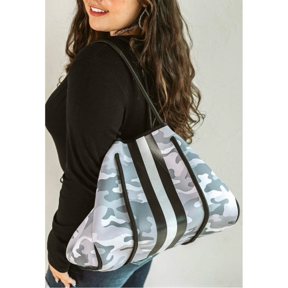 Black and Gray Camo Tote Bag